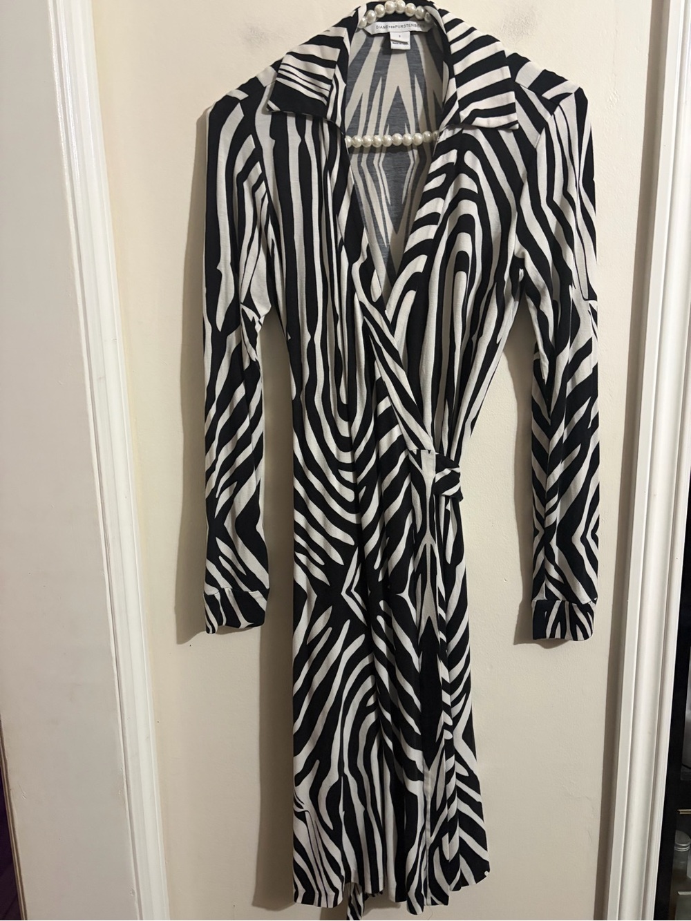 Diane Von Furstenberg Black and White Zebra Print Wrap Dress